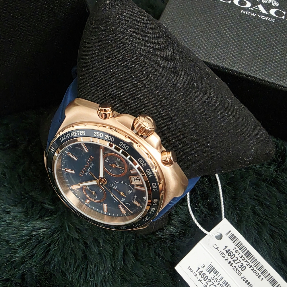 Coach Navy and Rose Gold Chronograph Watch - Picture 3 of 5